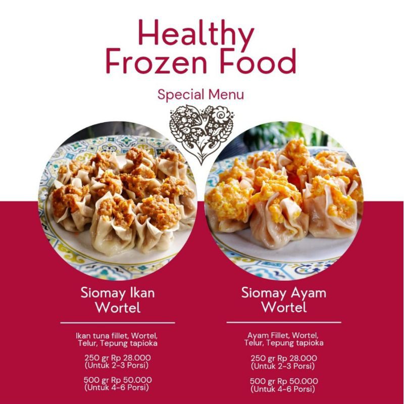 

frozen food, healthy food, no msg, siomay, nugget, bakso, sate lilit. bebas pengawet. aman utk anak