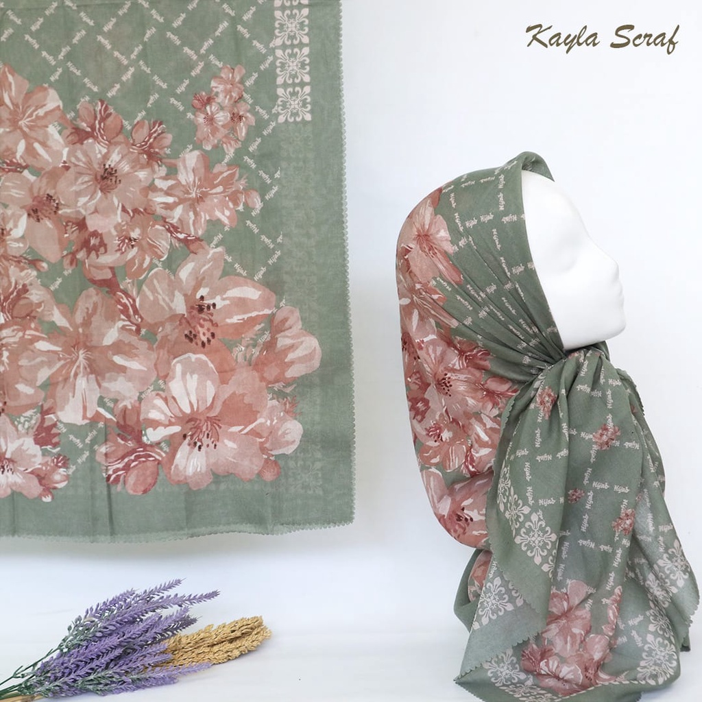 Jilbab Kerudung Hijab Voal Motif Premium Bunga Kayla Scarf Lasercut 02 Muslim Wanita Fashion Segi Em