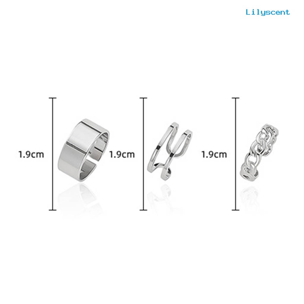 3pcs / Set Cincin Knuckle Model Terbuka Dapat Disesuaikan Untuk Aksesoris Perhiasan