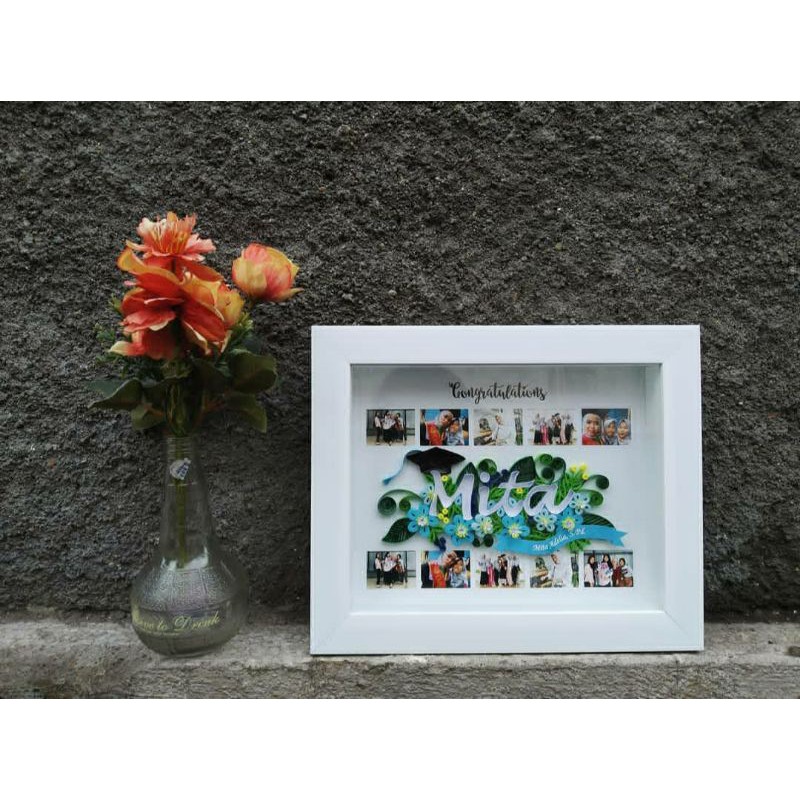 

Name Qulling plus Photo / kode:NQP04 #paperquilling #kadowisuda #kadomurah