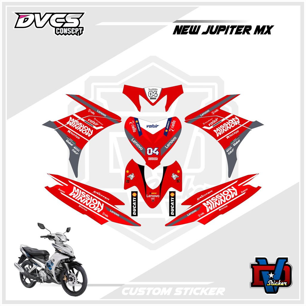Cutting Stiker Decal New Jupiter Mx 135 Ducati 04 FULLBODY