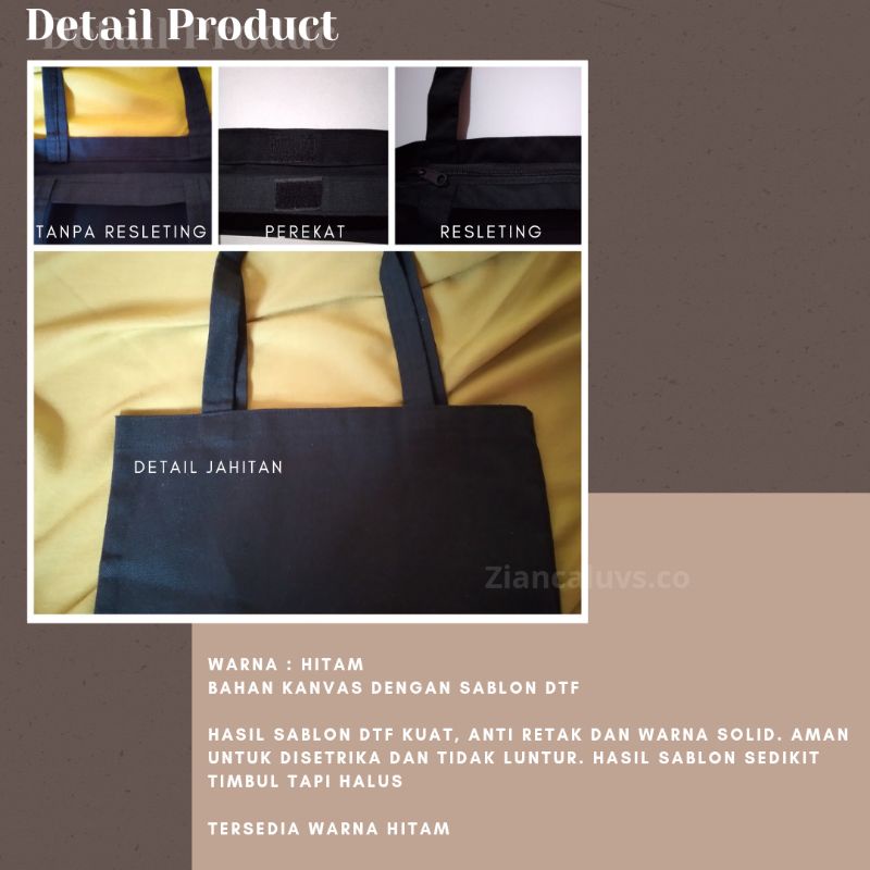 Totebag Custom Kanvas Hitam (30×40 cm)