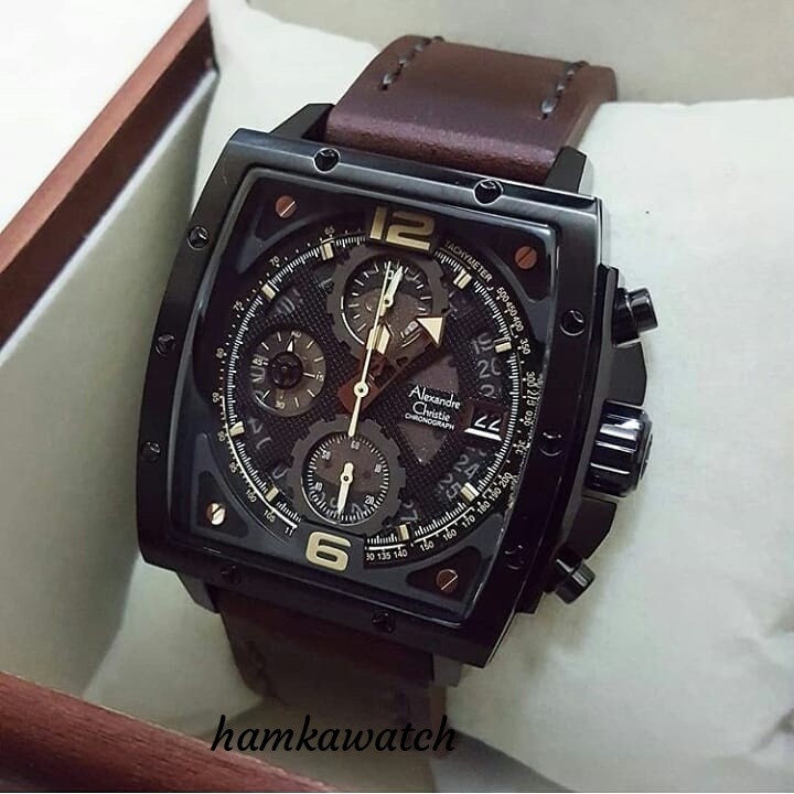 jam tangan / Watch_Id pria alexander cristie original ac6376 black leather brown