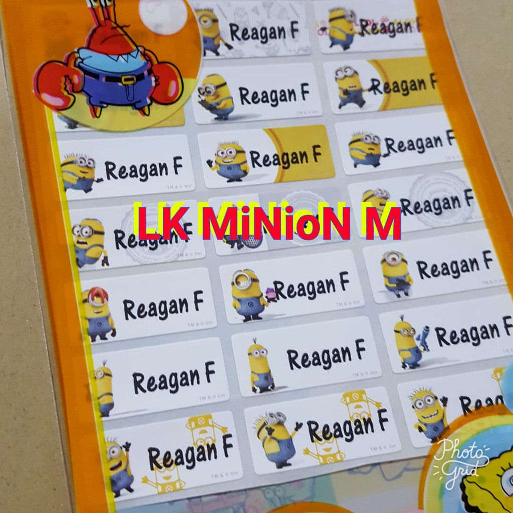 label kain MINIONS untuk ditempel di baju bahan lentur awet tidak mudah lepas LABEL BAJU SIZE M
