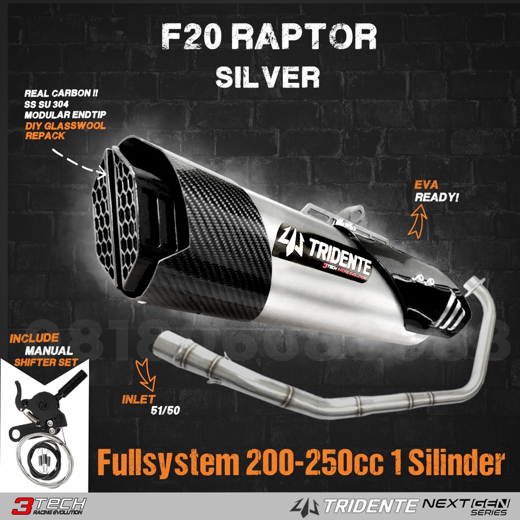 200-250cc 1 Silinder Tridente F20 Raptor NextGen Knalpot 3 Suara Bergaransi RESMI & Original XMAX FO