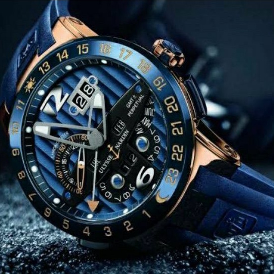 JAM TANGAN COWOK ULYSSE NARDIN BLUE ROSEGOLD SUPER PREMIUM AAA