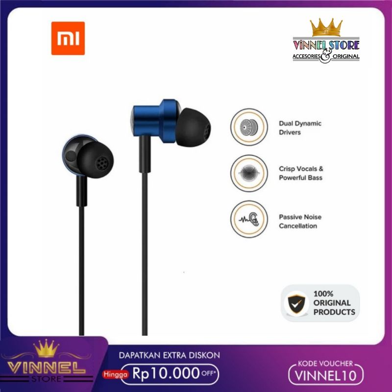 Xiaomi Earphones Dual Dynamic Original 100%  High Resolution  Headset Xiaomi Piston HiRes Audio ori