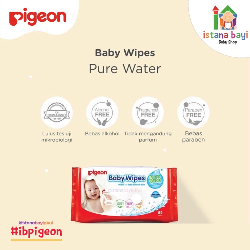 Pigeon Baby Wipes Pure Water isi 10s /Tisu basah