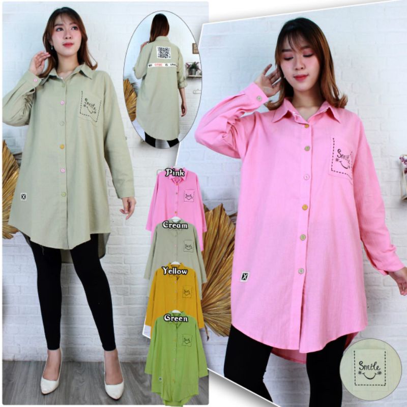 Tunik Kemeja Wanita Katun Linen Import #392