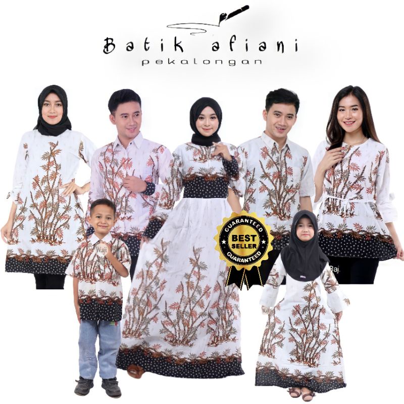 PROMO BATIK COUPLE KELUARGA SARIMBIT sania ruffle batik ori ndoro jowi motif BAMBU PUTIH