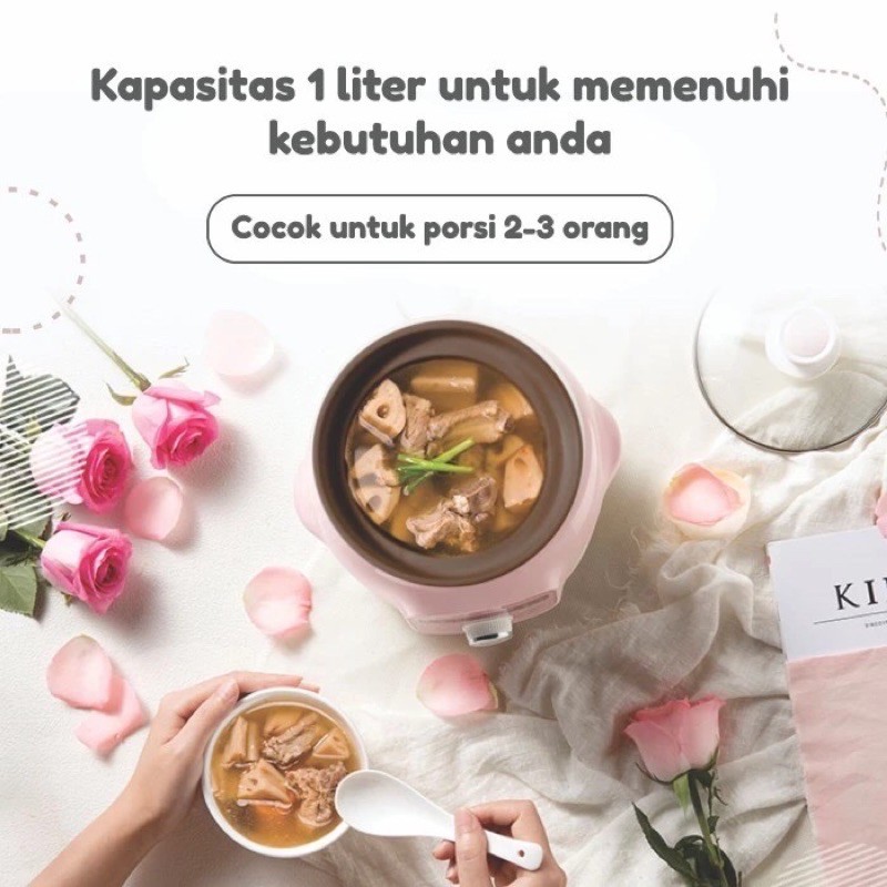 Emily Slow Cooker Claypot 1L /Baby &amp; Family Food Maker ESC-34003 - Alat masak MPASI bayi