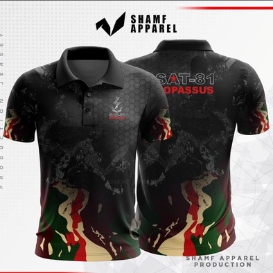 Kaos jersey Kerah CUSTOM TNI AD, KOPASSUS, MARINIR