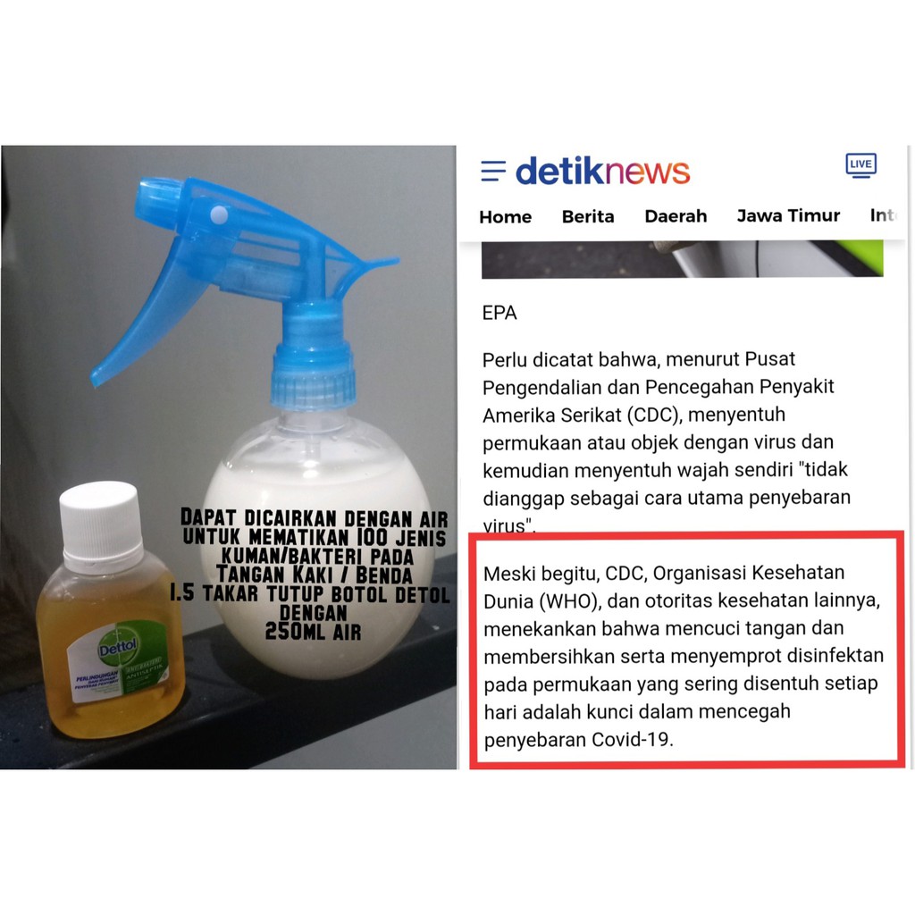 Cara membuat disinfektan dari dettol