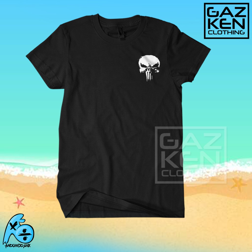 Kaos Baju Anime Jepang Kartun Komik Tengkorak The Punisher Skull Pria Wanita Distro Termurah
