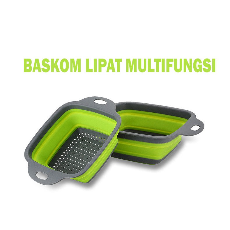 Alat Dapur Baskom Lipat Silicon/baskom Sayur/baskom Serbaguna Portable/baskom Keranjang Cuci Sayuran