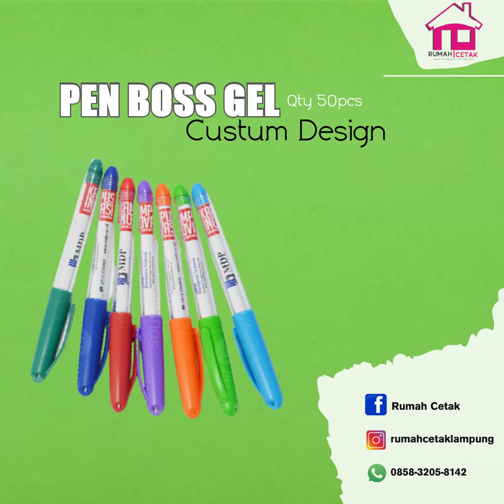 

PEN BOSS GEL CUSTOM DESIGN- MURAH