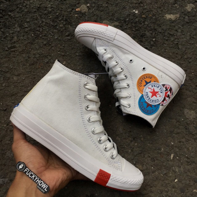 [BISA COD] Converse CT High Multi Logo Trainers White