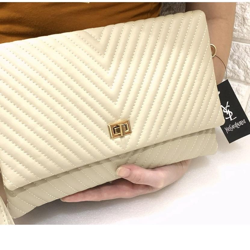 Terbagus.. SALE  TAS WANITA CLUTCH chevron handbag wanita CHEVRON YSL IMPORT BATAM
