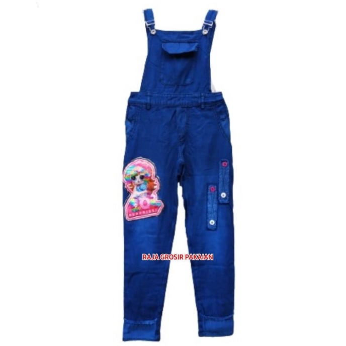 Celana Overall Jeans LED Panjang Anak Usia 5-13 Thn / Celana Kodok Jeans Anak Premium