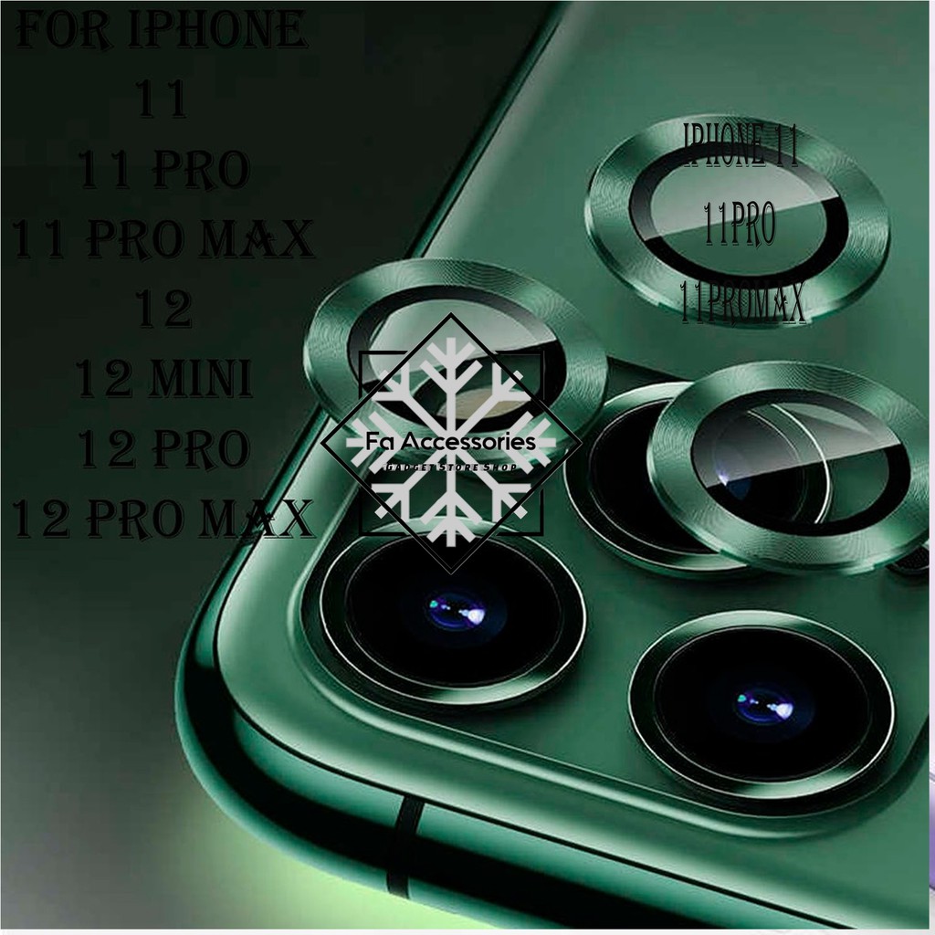 FA RING Tempered Glass Pelindung Lensa Kamera Iphone 11 11PRO 11PROMAX PRO MAX Aluminum Alloy Camera