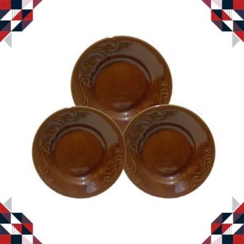 Piring Makan Keramik Honey 1 Lusin/Piring Coklat Tebal