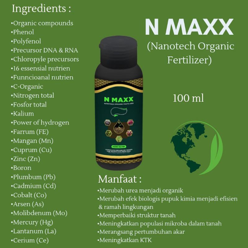 N MAXX 100 ml PUPUK DARI AKAR &amp; DAUN ( Vegetatif &amp; Generatif)
