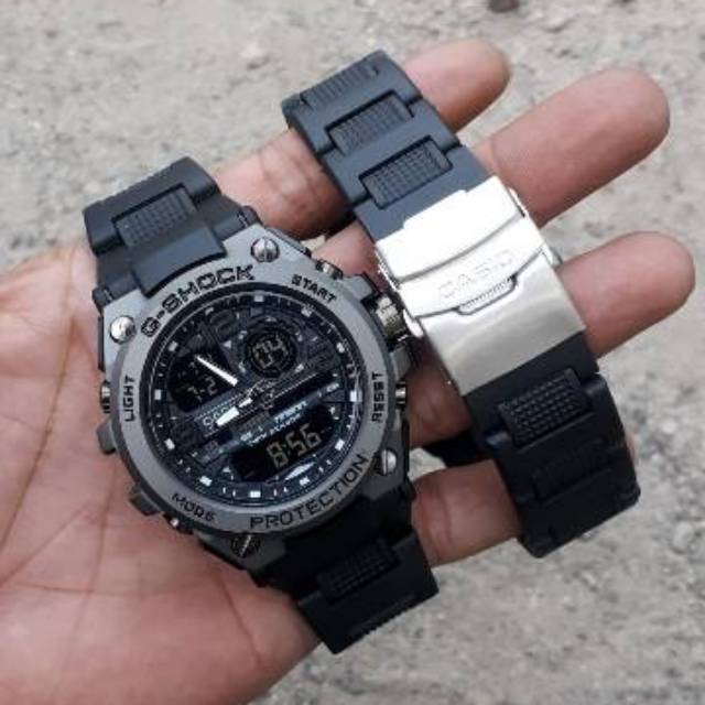 Jam Tangan Casio Gshock Tali Rantai Mika Water Resist - Fullblack