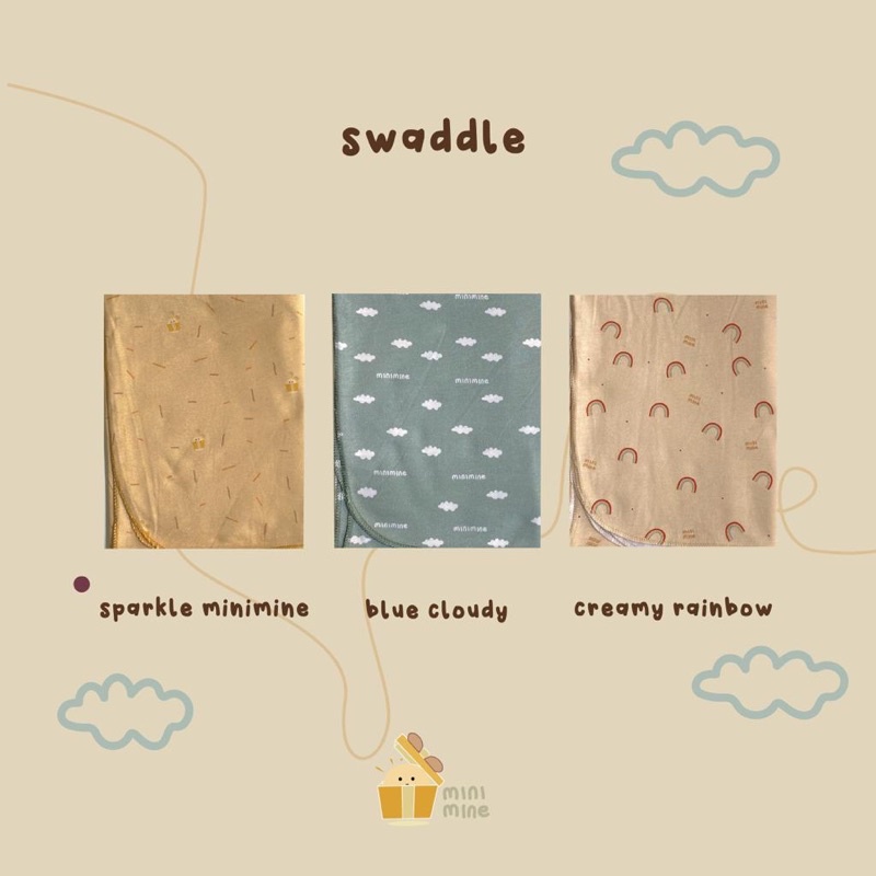 Minimine - Swaddle Baby Print / bedong bayi motif / selimut bayi / bedong baby new born / bedong bayi baru lahir