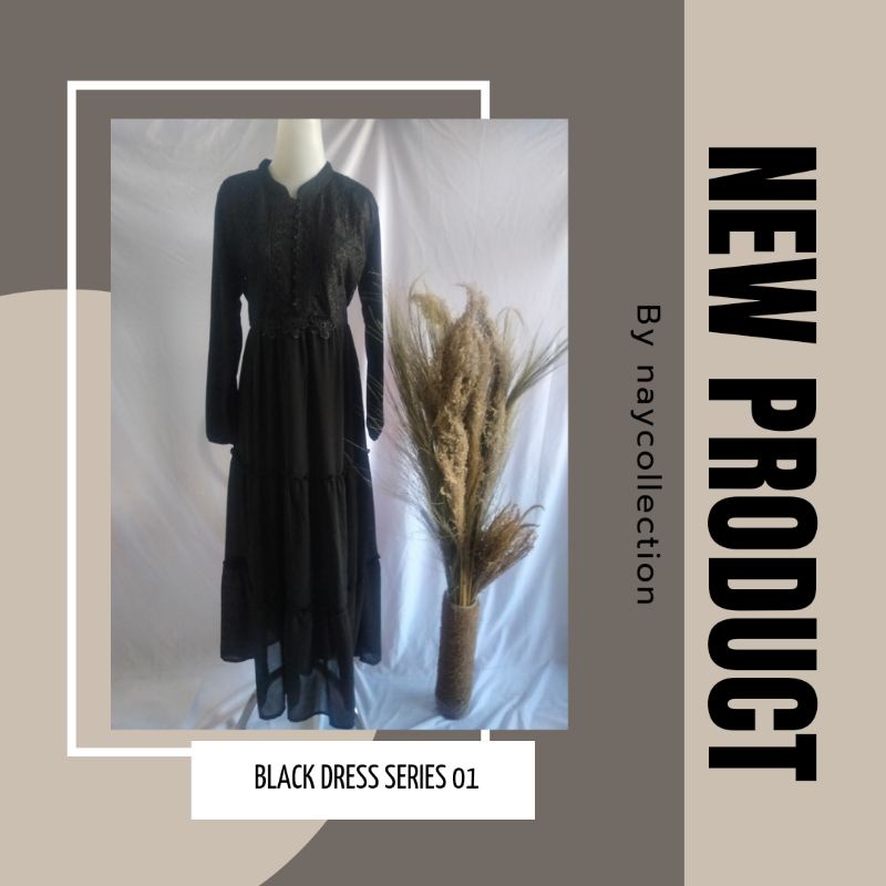 DRESS HITAM/JUBAH HITAM MURAH MERIAH KUALITAS PREMIUM BAHAN CERUTI