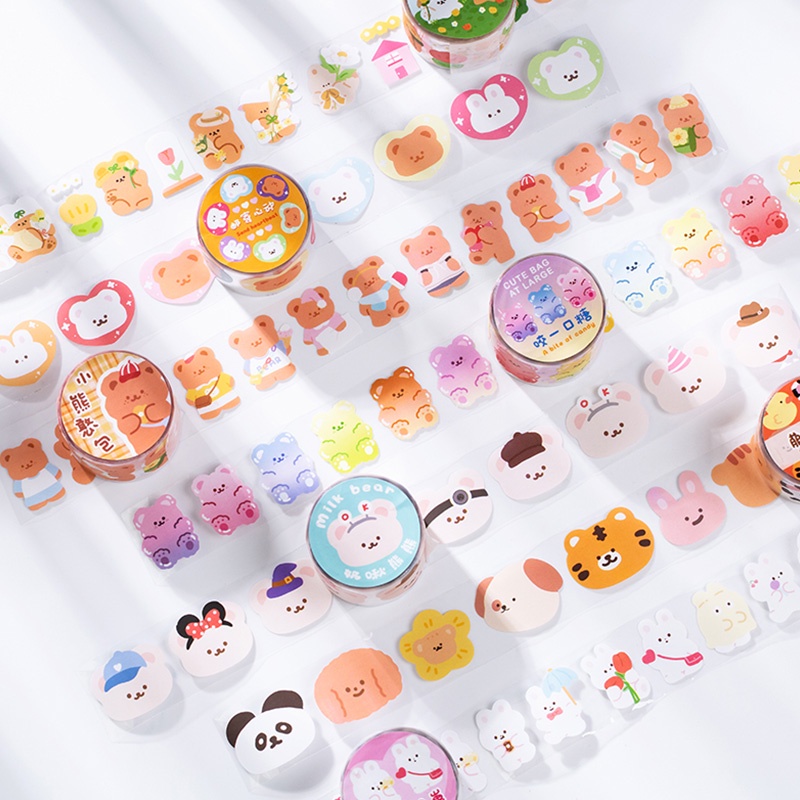 INS Cartoon Animal Series Sticker Tape Student Handbook Deco DIY Transparent Tape Sticker