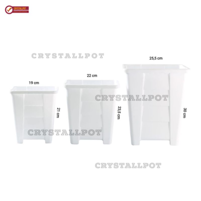 pot bunga tanaman kotak tinggi putih 18cm - SINOVAC 01 PUTIH