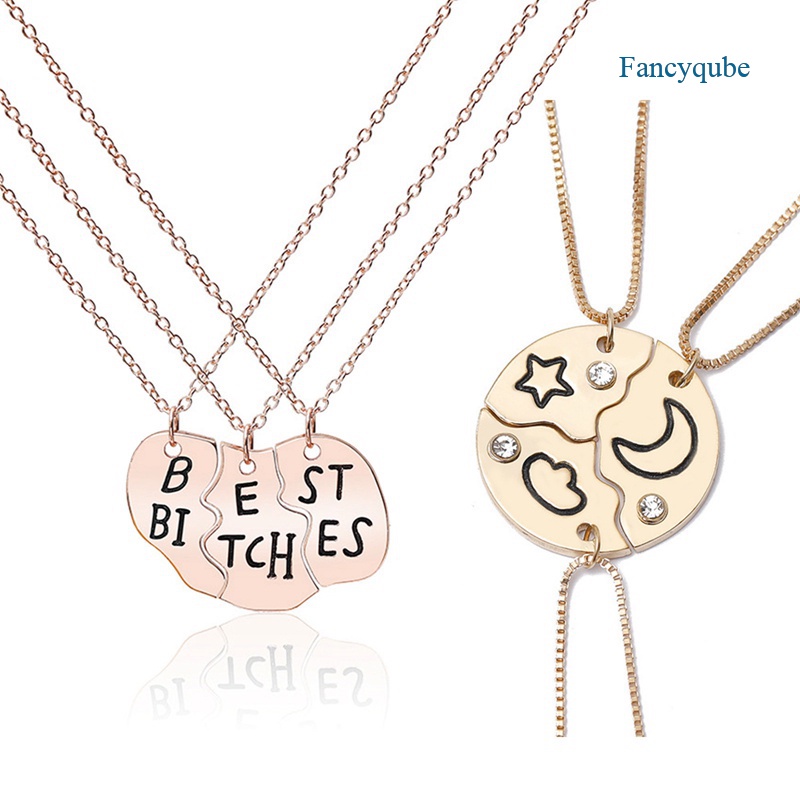 Fancyqube 3pcs Kalung Choker Liontin Bulan Bintang Bulat Tulisan Best Friend Forever Untuk Pria Dan Wanita