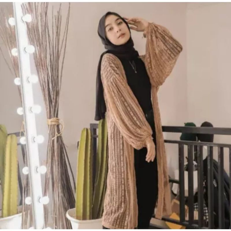 Cardigan Brukat Premium Lengan Balon / Promo Long Outer Brukat / Kardigan Brukat / Cardigan Brukat O