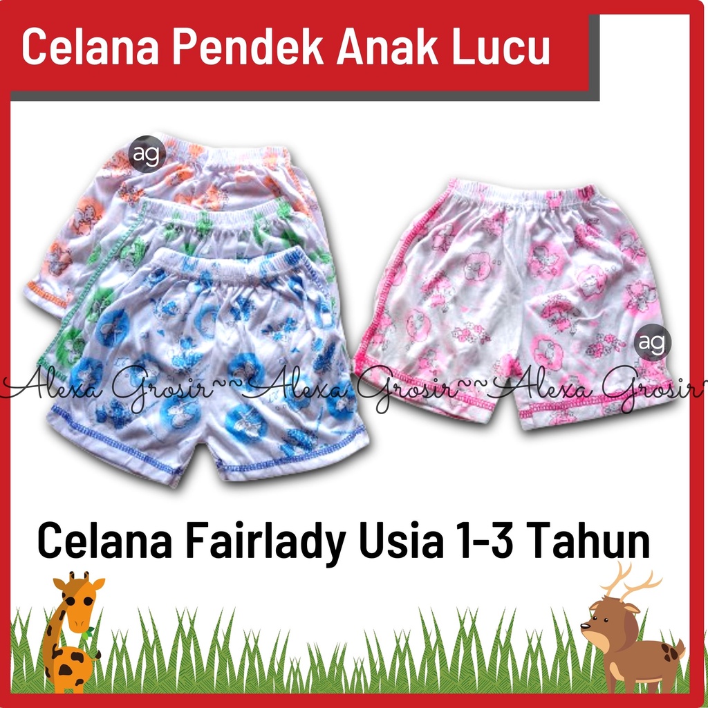 Celana harian katun 1thn s/d 3thn/celana pendek karakter /celana pendek/ santai/katun fairlady