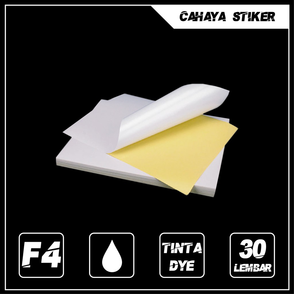 Kertas Stiker Glossy Waterproof Isi 30 Lembar Anti Air Mengkilap Untuk Printer Inkjet