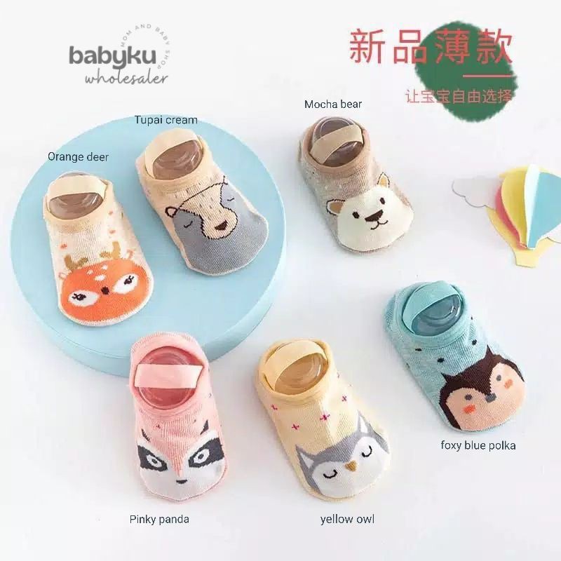 Kaos kaki bayi anak bahan katun motif animal / Baby animal socks boneka