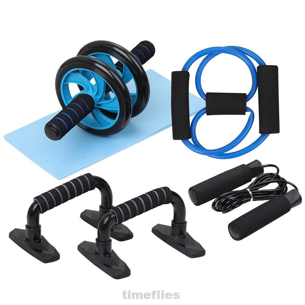 5 In 1 Gym Fitness Equipment Knee Pad Spring Exerciser Ab Wheel Roller Kit Shopee Indonesia