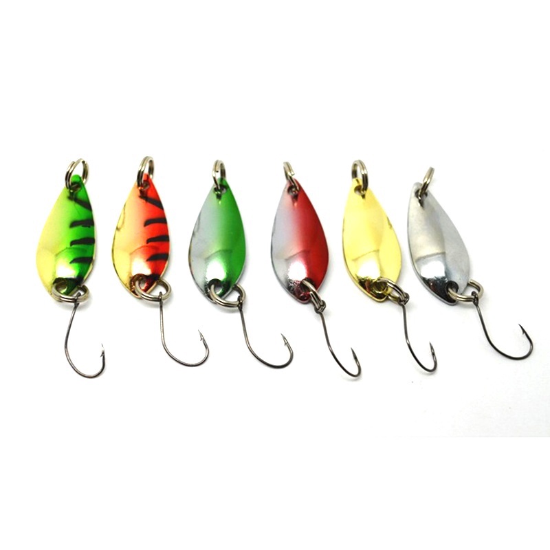 6pcs / Lot 3cm / 3g Umpan Pancing Ikan Bahan Metal Keras Dengan Kail Tunggal Isca