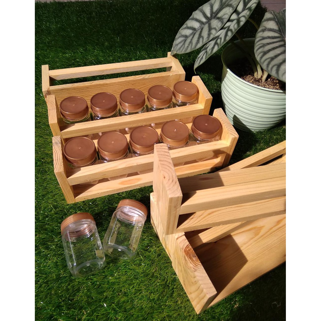 RAK BUMBU KAYU MINIMALIS SERBAGUNA RAK DINDING FREE TOPLES