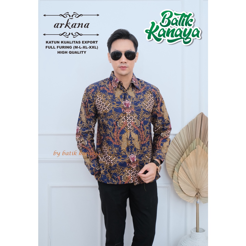 Kanaya - Kemeja Batik Pria Lengan Panjang Full Furing Bahan Katun Kualitas Ekspor ARKANA