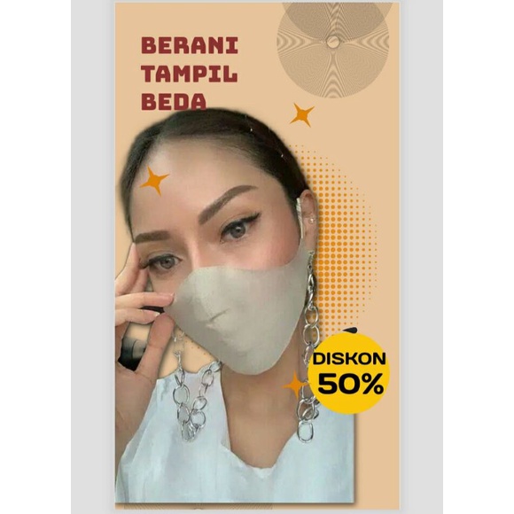 Kalung Gantungan masker Jumbo Rantai Silver