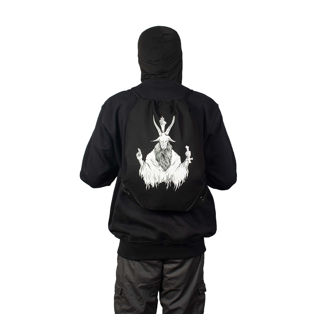 Heretic - Drawstring Backpack Tote Bag - Baphomet