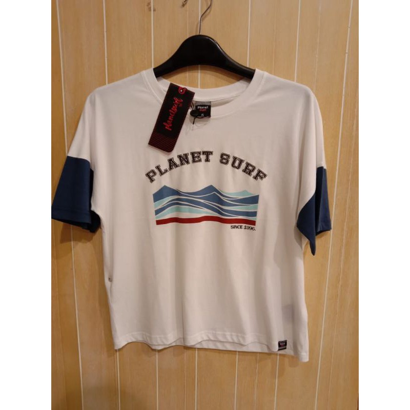 Kaos putih Lengan pendek Wanita planet Surf
