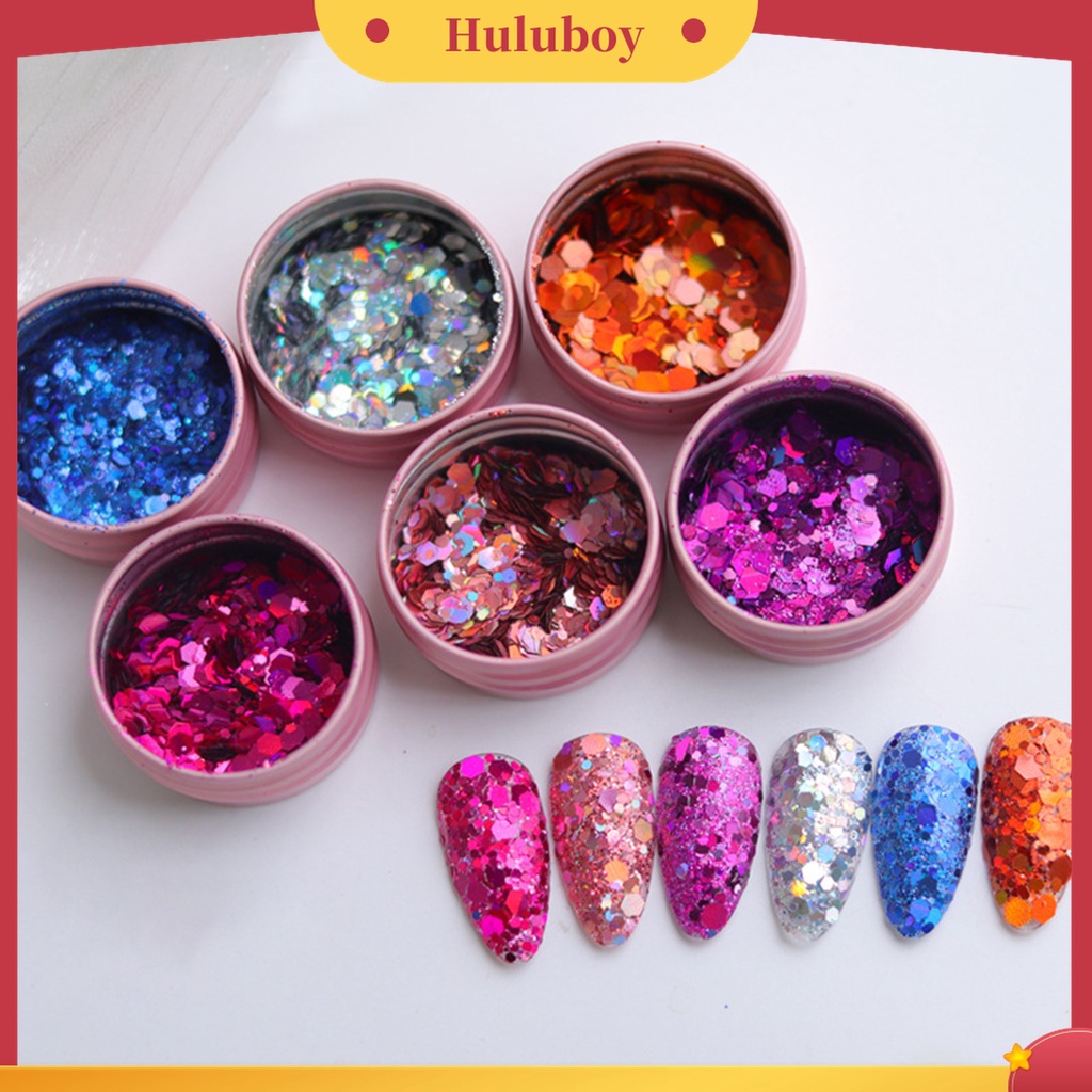 Huluboy Huluboy♡ Sequin Glitter Bentuk Hexagon Ultra Tipis Untuk Dekorasi Nail Art Charms