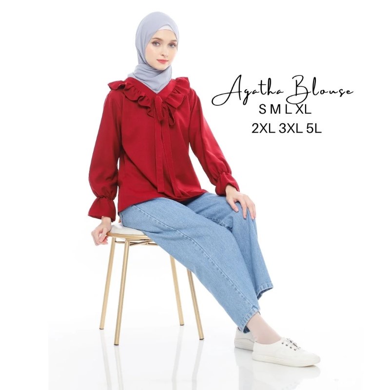 Size S M L XL XXL 3XL 4XL/5L - Agatha Blouse - Blouse Jumbo - Atasan Wanita Jumbo - Baju Jumbo - Tasan Big Size-5