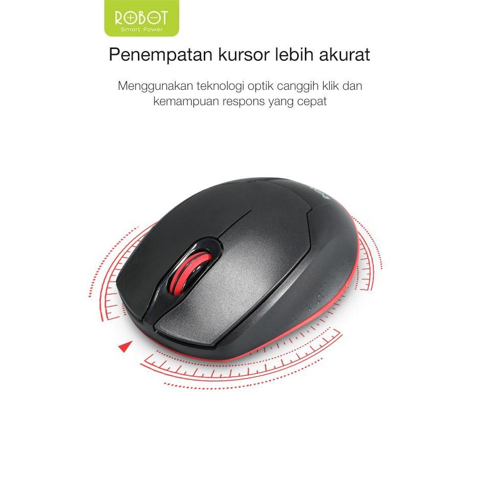 Wireless Mouse Robot M310 Silent Mouse Gaming 2.4GHz 1600DPI Original Garansi 1 Tahun