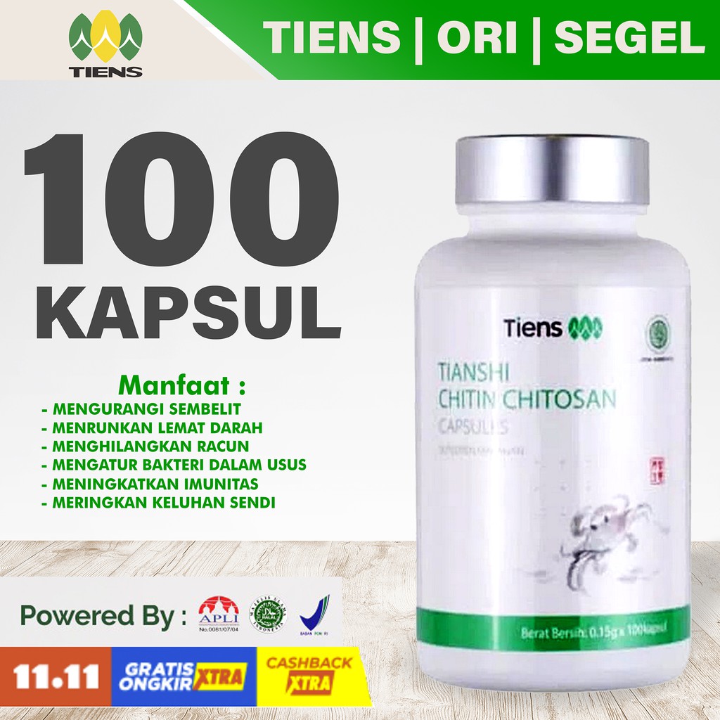 Tiens / Tianshi Chitin Chitosan Isi 100 Kapsul | Detox / Pelangsing Herbal | Garansi Asli Ori Segel