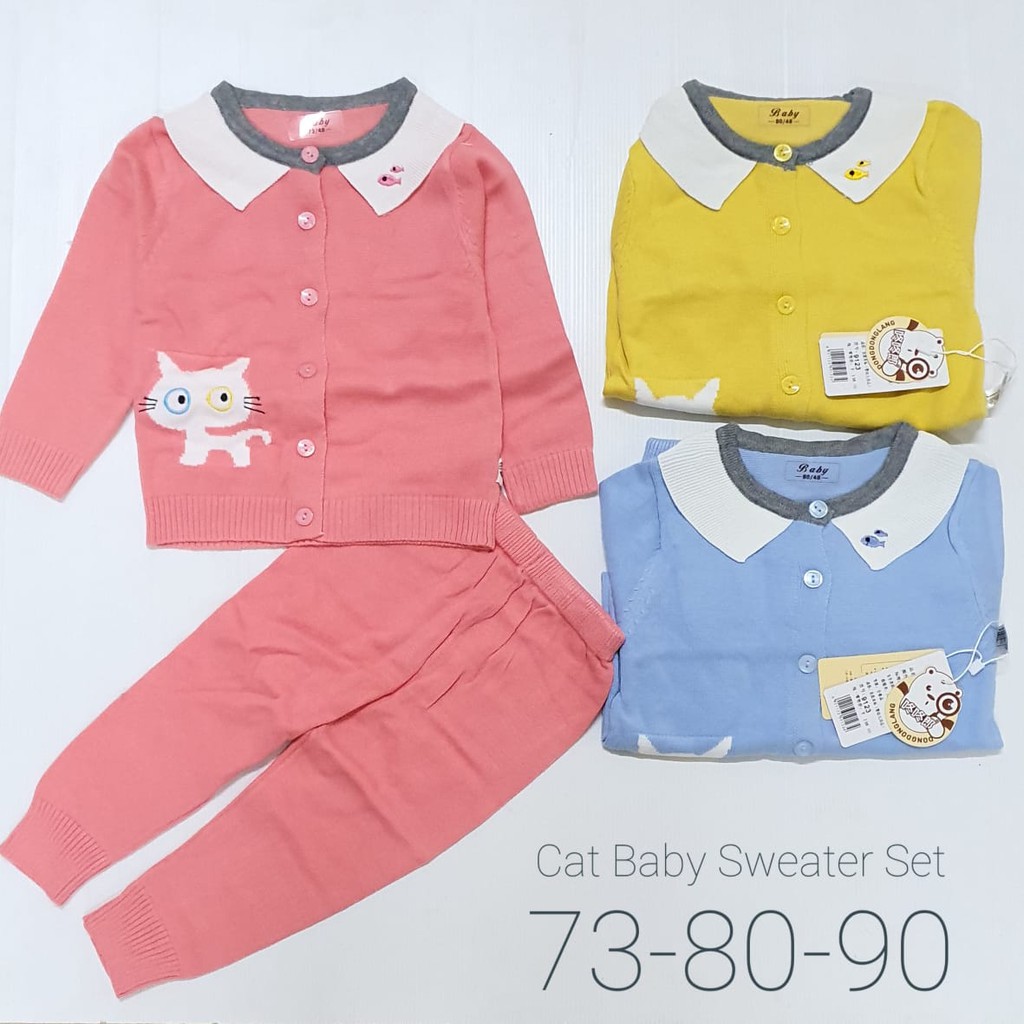 Cat Baby Sweater Set / Setelan Sweater