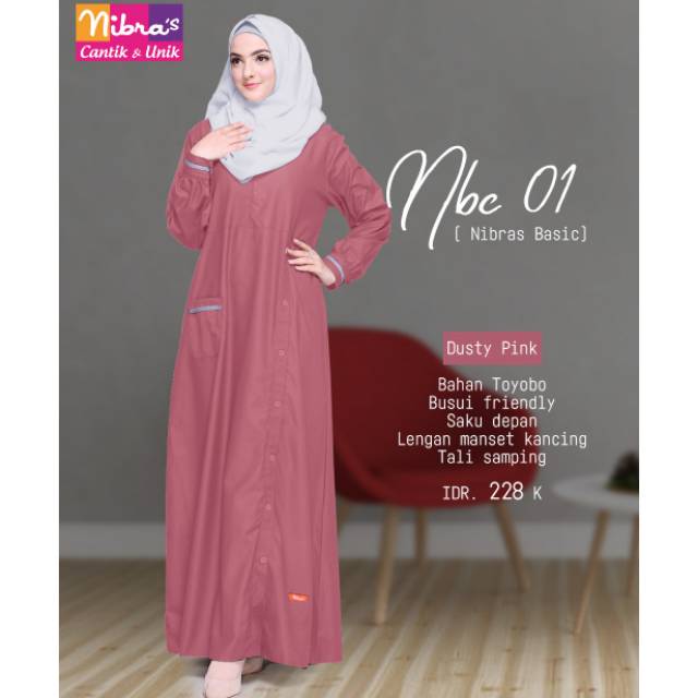 PROMO DISKON Gamis Nibras Nbc 01 Dusty Pink Terbaru