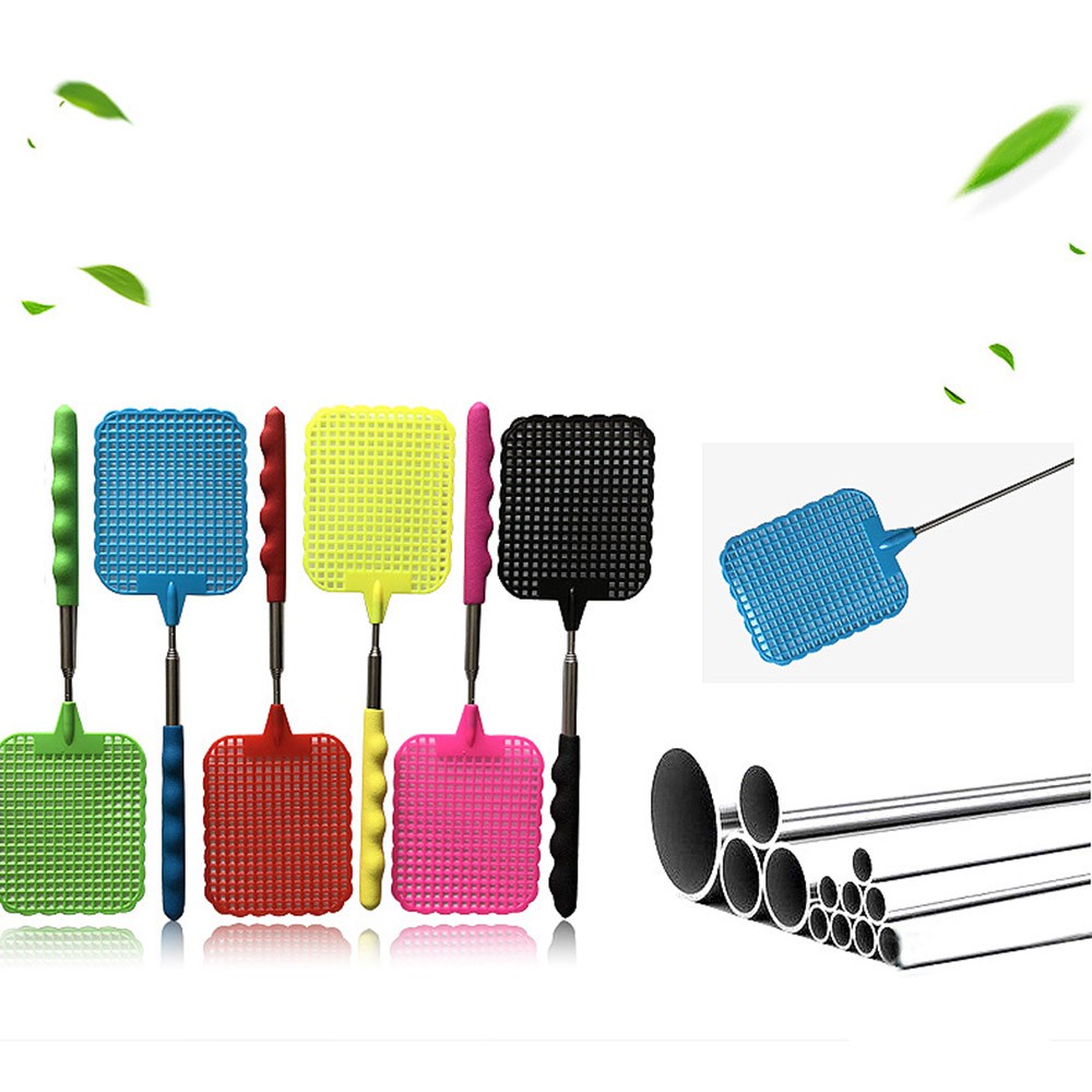 SUYOU Plastic Fly Swatter Household Stainless Steel Handle Flyswatter Home &amp; Garden Mini Extendable Cleaning Tools Indoor Dusters/Multicolor